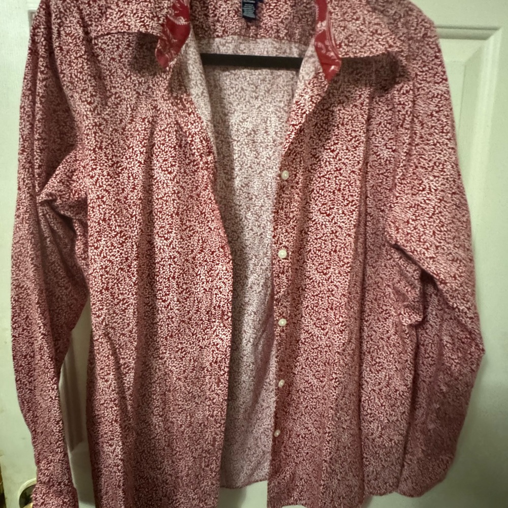 Chaps Red Floral Button-Up Shirt